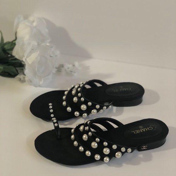 CHANEL Shoes - Authentic Chanel flat sandal with pearls